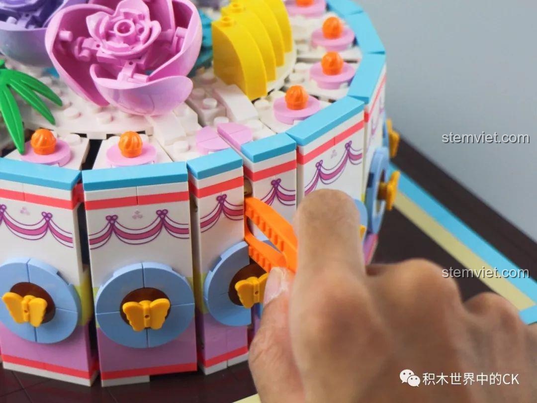 Bánh cưới 1400, bộ lắp ghép Bánh kem Sembo, đồ chơi lắp ráp Hộp quà 601400, bộ xếp hình Bánh sinh nhật Sembo, chi tiết nến.