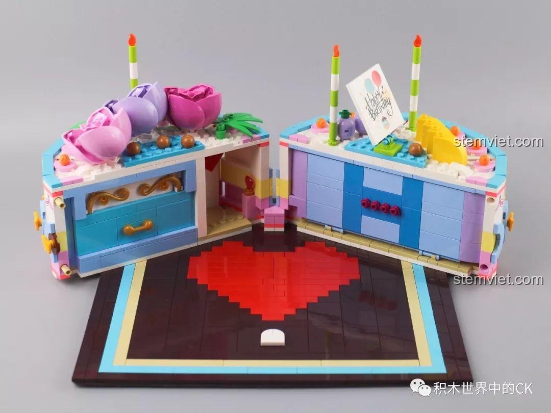 Đồ chơi mô hình Bánh cưới 601400, đồ chơi xây dựng Mô hình bánh kem 01400, Sembo 601400 Bánh kem, Sembo Hộp quà 01400, chi tiết lá cây.