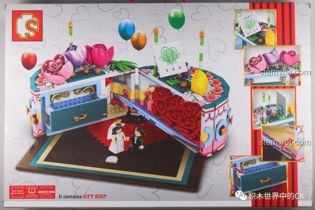 Bộ xếp hình Mô hình bánh kem Sembo, đồ chơi mô hình Hộp quà bí mật 601400, Bánh kem 01400, Hộp quà 1400, món quà đáng tiền cho bé gái 6 tuổi.