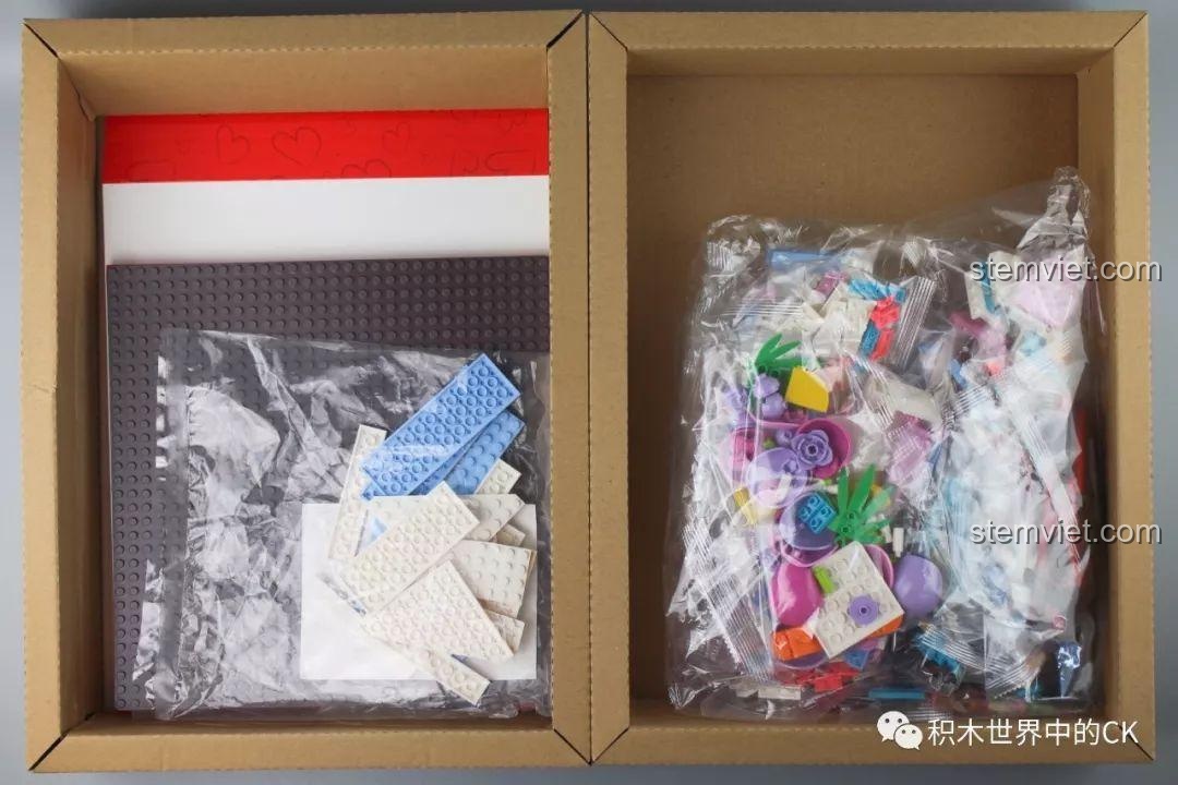 Bánh sinh nhật 01400, Bánh cưới 1400, bộ lắp ghép Bánh kem Sembo, đồ chơi lắp ráp Hộp quà 601400, bên trong hộp sản phẩm.