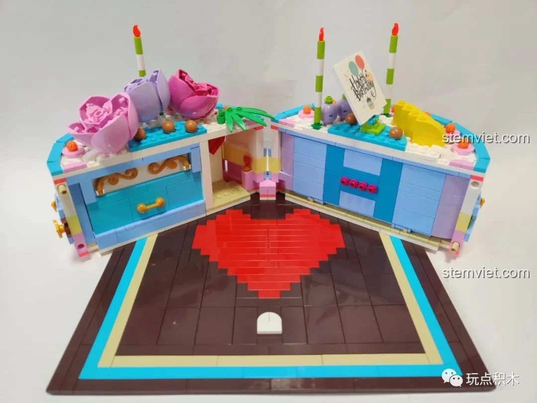 Cận cảnh ngăn kéo nhỏ của mô hình bánh kem Sembo 601400 Bánh Kem Hộp Quà