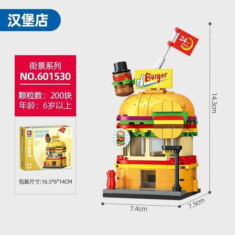 bộ lắp ghép Cửa hàng Burger SEMBO 601530, mô hình tiệm bánh hamburger độc đáo cho bé gái 6 tuổi, giá rẻ.