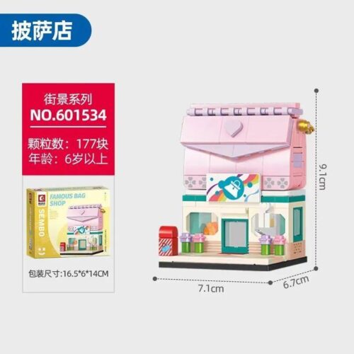 Bộ lắp ghép SEMBO 601534 Cửa hàng túi xách mini màu hồng, đồ chơi mô hình cho bé gái 6 tuổi, giá tốt