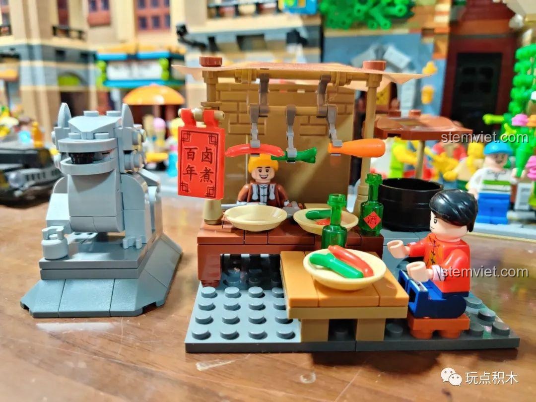 Minifigure bộ đồ chơi Sembo 601606 nhìn từ phía sau, đồ chơi lắp ráp nhân vật, chi tiết sắc nét.