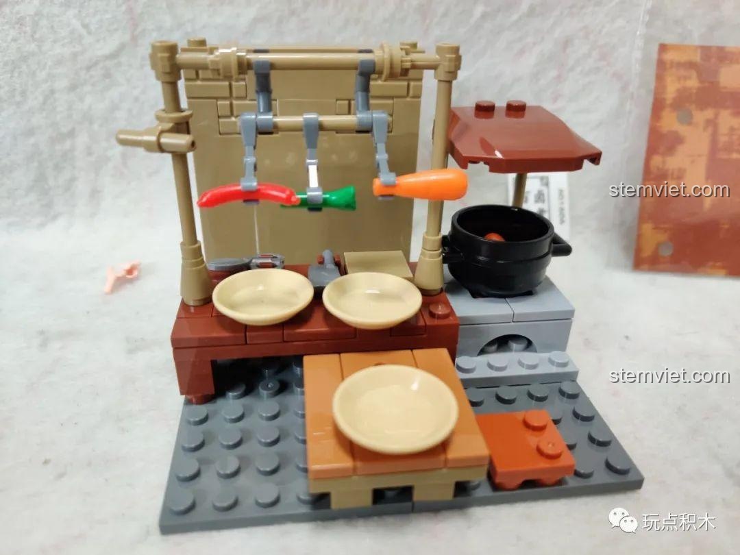 Bếp nấu ăn mô hình bộ lắp ghép Sembo 601606, chi tiết tinh xảo, đồ chơi lắp ráp phố cổ, cho bé gái 6 tuổi.