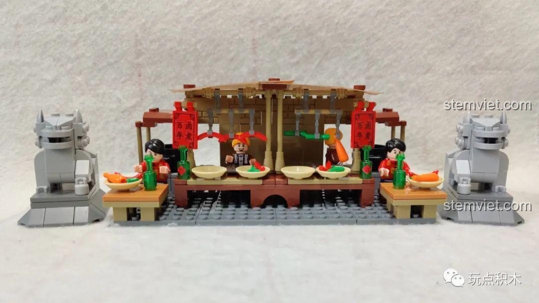 Bếp nấu ăn xoay hướng vào trong mô hình MOC bộ lắp ghép Sembo 601606, đồ chơi lắp ráp sáng tạo, chi tiết tinh xảo.