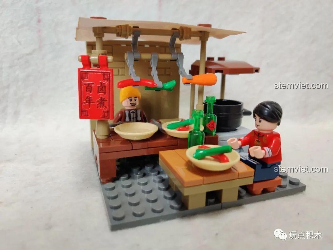 Mô hình quán ăn hoàn chỉnh bộ đồ chơi Sembo 601606, đồ chơi lắp ráp phố cổ Bắc Kinh, chi tiết sống động, giá tốt.