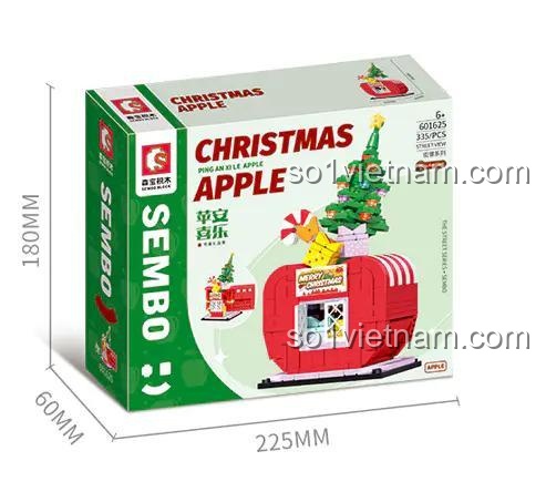 đồ chơi lắp ráp SEMBO 601625, hộp mô hình quả táo Giáng Sinh, kích thước hộp đồ chơi lắp ghép, cho bé trai bé gái 6 tuổi, giá tiết kiệm