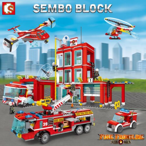 Xe Cứu Hỏa Đa Năng 27in1 SEMBO 603034 sách lắp ghép SEMBO 3034 Đội Cứu Hỏa Tiền Tuyến