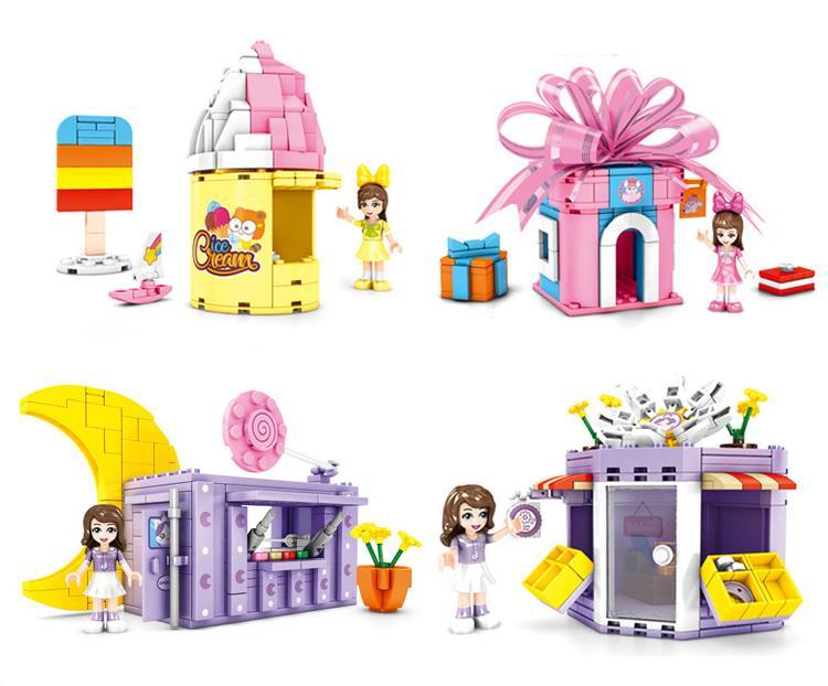 Bộ đồ chơi lắp ghép SEMBO 604010 Cửa Hàng Quà Tặng cho bé gái 6 tuổi, mô hình cửa hàng mơ ước với nhiều chi tiết màu hồng, vàng, tím, xanh dương, trắng, giá tốt.