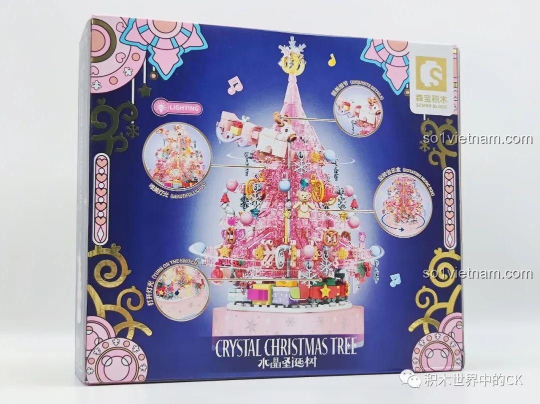 Cạnh hộp Mô hình Cây Thông Noel 05024, hiển thị thông tin sản phẩm và hình ảnh minh họa, đồ chơi giáo dục cho bé gái 6 tuổi