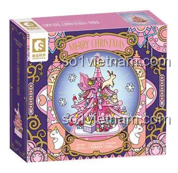 Hộp bộ xếp hình Cây Thông Giáng Sinh Pha Lê SEMBO 605024, thiết kế đẹp mắt, món quà Giáng Sinh lung linh cho bé gái 6 tuổi, giá tiết kiệm
