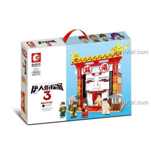 Bộ lắp ghép Tiệm Tắm Tiền Thám Tử Phố Tàu 3 SEMBO 605103, đồ chơi lắp ráp mô hình kiến trúc độc đáo, phù hợp cho bé trai và bé gái 6 tuổi, giá tốt.