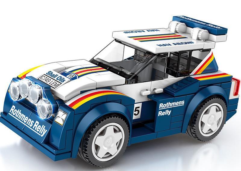 Mô hình đồ chơi mô hình SEMBO 607037 Xe Đua Rally MG Metro 6R4 màu xanh dương và trắng, một huyền thoại đường đua WRC, phù hợp cho con trai 6 tuổi.