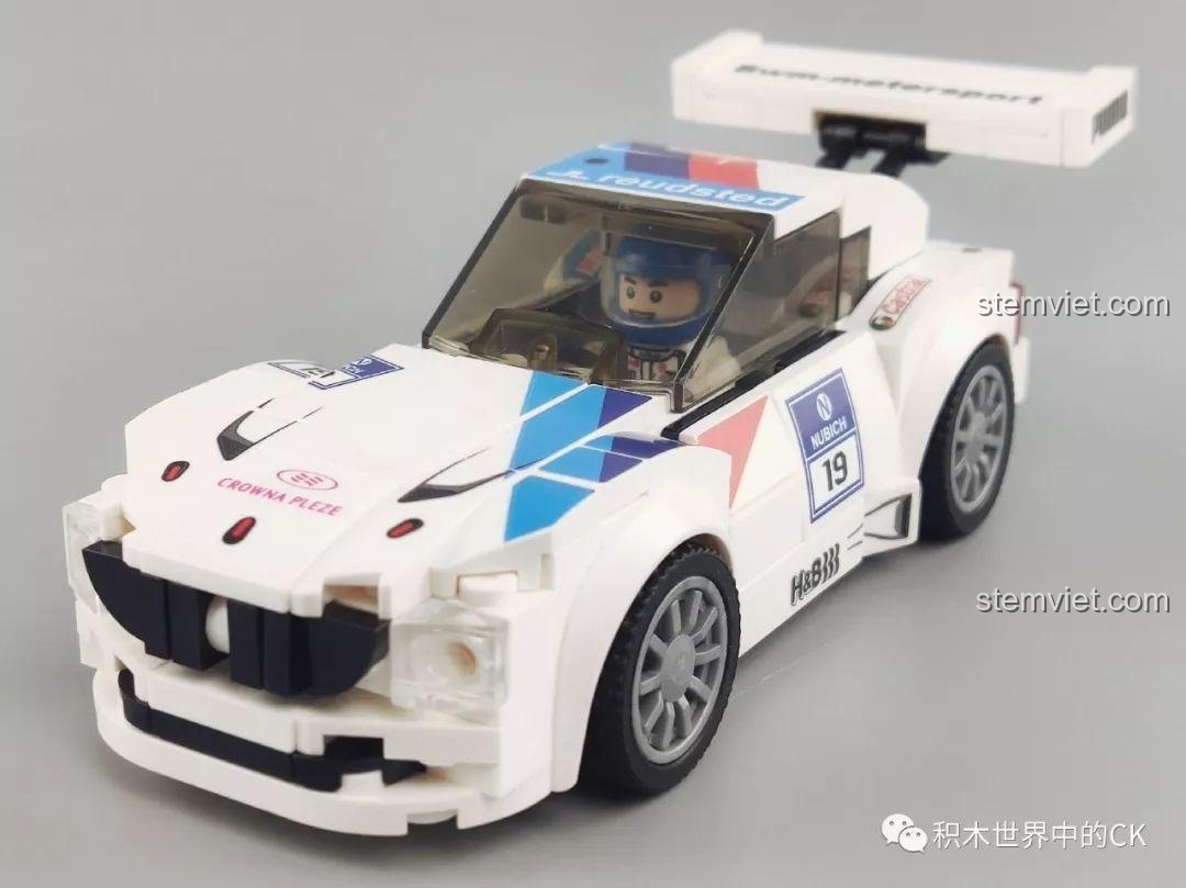 Góc nhìn ngang của mô hình xe đua màu vàng Sembo 607052, thể hiện đường nét mượt mà.