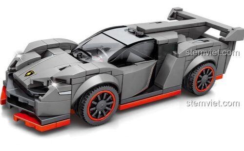 Mô hình lắp ráp SEMBO 607057 Siêu xe Lamborghini Veneno màu xám cam, chi tiết cao cấp cho bé trai đam mê tốc độ.