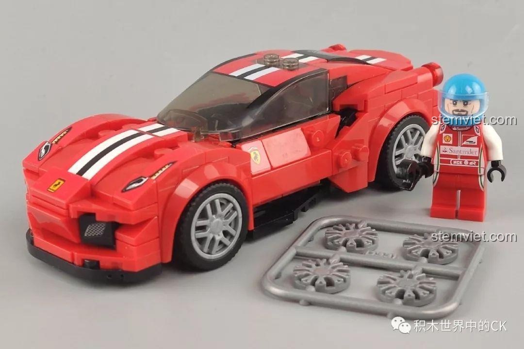 Mô hình Siêu xe Ferrari 488 Pista SEMBO 607059 đã lắp ráp hoàn chỉnh, đồ chơi lắp ráp xe đua cho bé trai.