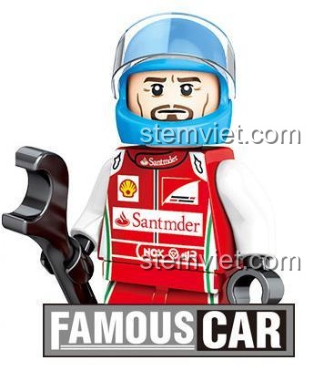 Minifigure tay đua của bộ lắp ráp Siêu xe Ferrari 488 Pista SEMBO 607059, chi tiết cao cấp.