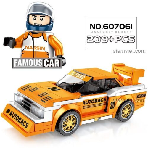 Mô hình xe đua Nissan 607061 SEMBO với minifigure tay đua, đồ chơi lắp ghép chất lượng cao cho bé trai 6 tuổi, giá rẻ.