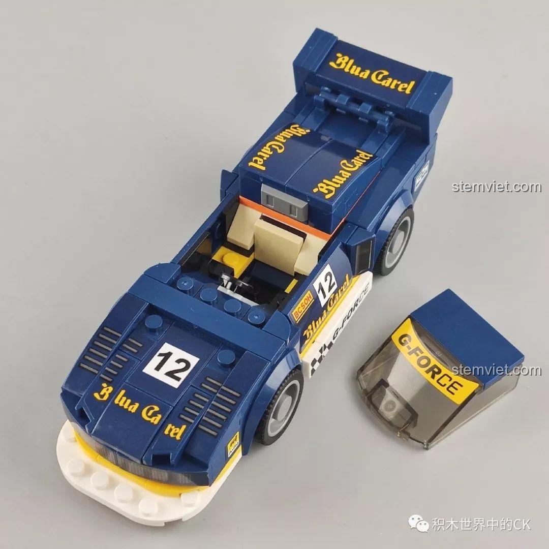 Góc nhìn từ phía sau của mô hình xe đua SEMBO 607063 Xe Đua Ferrari BB512 Le Mans, với đèn hậu chi tiết.