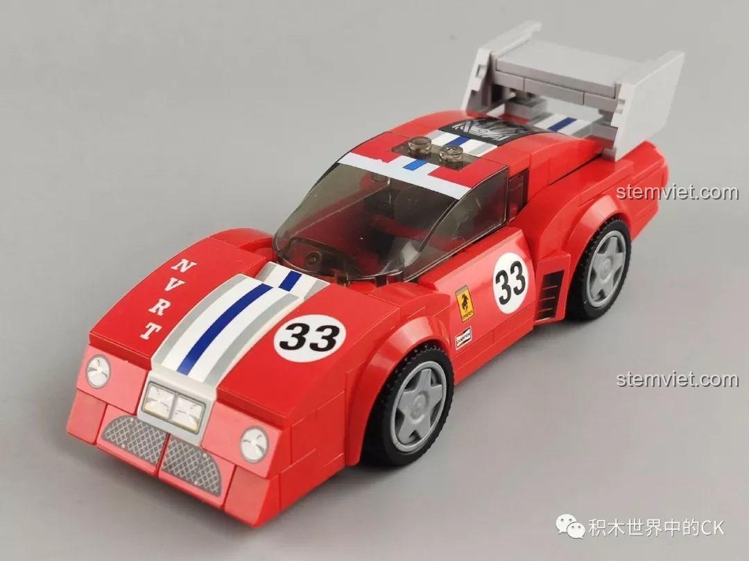 Cận cảnh phần đầu của mô hình xe đua SEMBO 607063 Xe Đua Ferrari BB512 Le Mans, với các chi tiết đèn và lưới tản nhiệt.