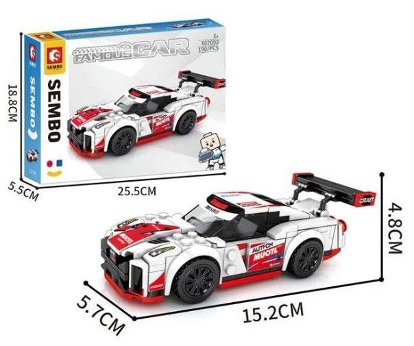 Bộ lắp ráp SEMBO 607093 Xe Nissan GT-R, mô hình xe đua thể thao màu trắng đỏ đen, đồ chơi lắp ghép cho bé trai 6 tuổi, giá tốt.