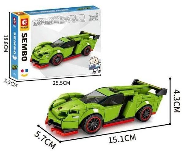 Hộp bộ đồ chơi Lamborghini Veneno SEMBO 607095 với 195 mảnh ghép, kích thước rõ ràng, phù hợp bé trai 6 tuổi, giá tốt.
