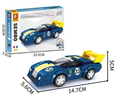 Bộ lắp ráp Xe đua Ferrari BB512 Le Mans SEMBO 607099, mô hình xe đua màu xanh dương vàng, 207 mảnh ghép, phù hợp bé trai 6 tuổi, giá tốt