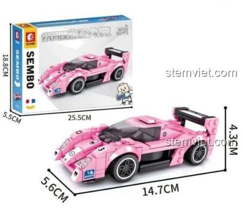bộ lắp ráp Xe Đua Sức Bền Toyota GT-ONE SEMBO 607101 màu hồng cá tính, đồ chơi cho bé gái 6 tuổi giá rẻ.