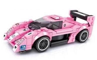 Hộp và kích thước đồ chơi xếp hình SEMBO 607101, mô hình xe đua Toyota GT-ONE dài 14.7cm.