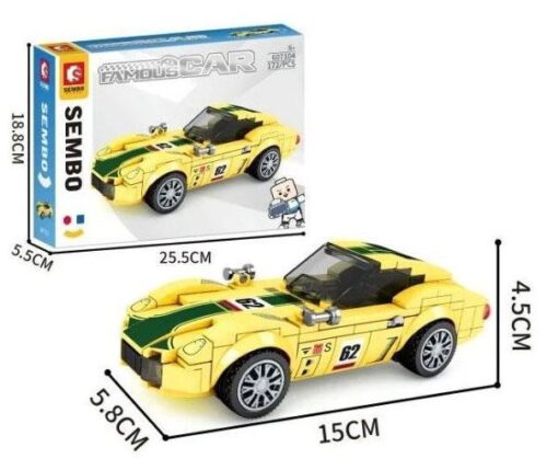 Bộ lắp ráp SEMBO 607104 Xe Toyota 2000 GT 1967 màu vàng xanh lá, mô hình xe đua cổ điển, kích thích tư duy cho bé trai 6 tuổi, giá tốt.