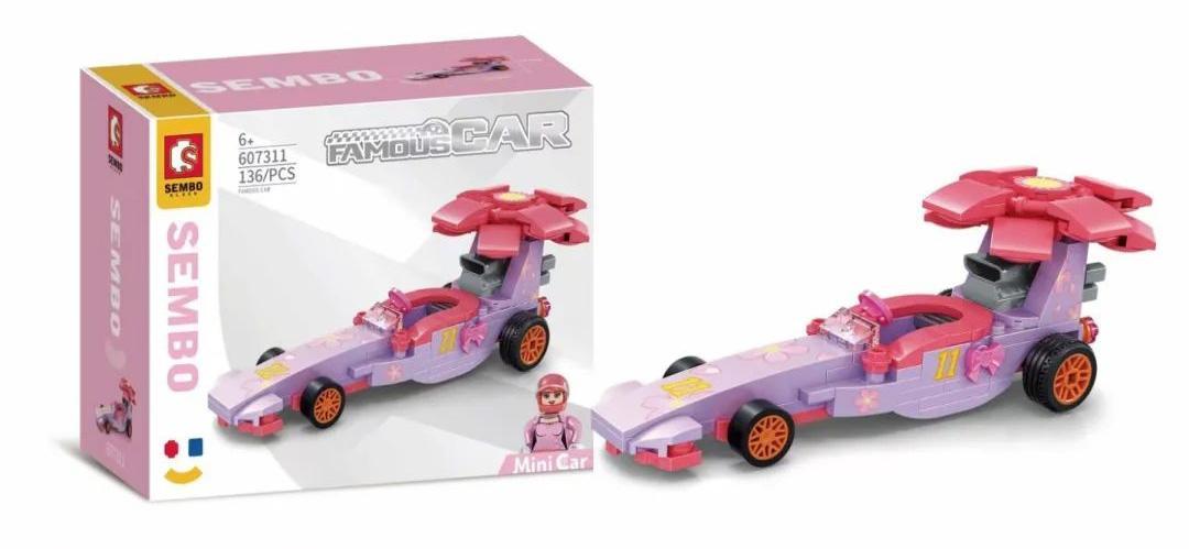 Bộ đồ chơi lắp ráp Sembo 607311 Xe Đua Hoa Minnie màu hồng tím, có minifigure Minnie, dành cho bé gái 6 tuổi, giá tốt.