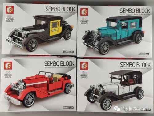 Bộ 4 hộp đồ chơi mô hình xe cổ điển SEMBO Famous Car series, bao gồm Xe Citroen Type A 1919 607403, phù hợp cho bé trai 6 tuổi, giá tốt.