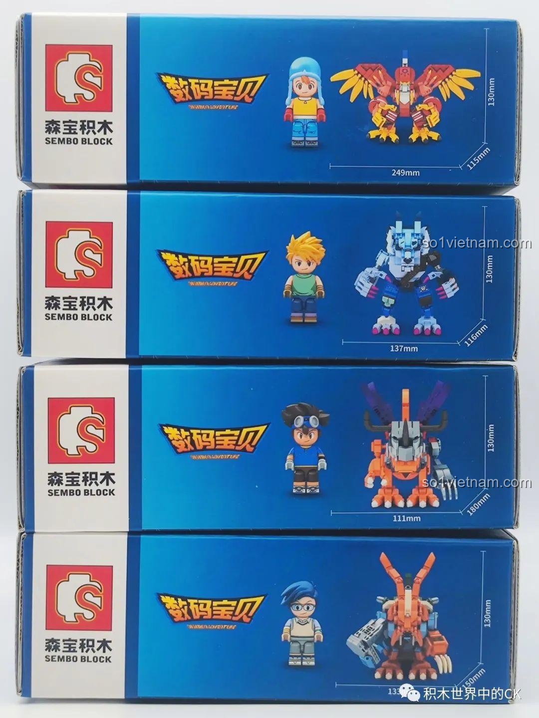 Kích thước hộp đồ chơi mô hình thú người Garurumon Digimon Adventure SEMBO BLOCK 609318