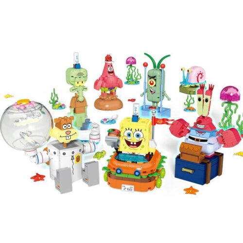 Bộ lắp ráp Gia đình SpongeBob Sembo 612211 với 7 nhân vật chính, có đèn LED, phù hợp bé trai và bé gái 6 tuổi, giá tốt.