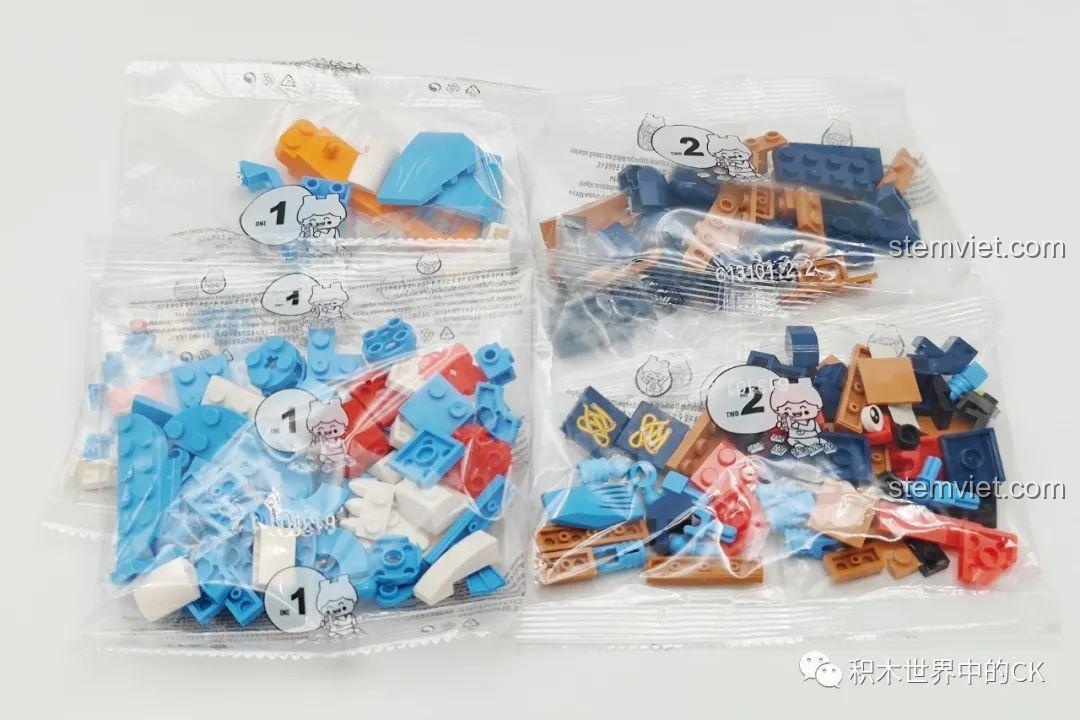 Các mô hình Hài Cảnh Tinh Linh của SEMBO, bao gồm Vãng Hậu Ngư Sinh 613101, Tôm Hùm và Ếch, được trưng bày cùng nhau, thể hiện sự sáng tạo và hài hước của bộ sưu tập.