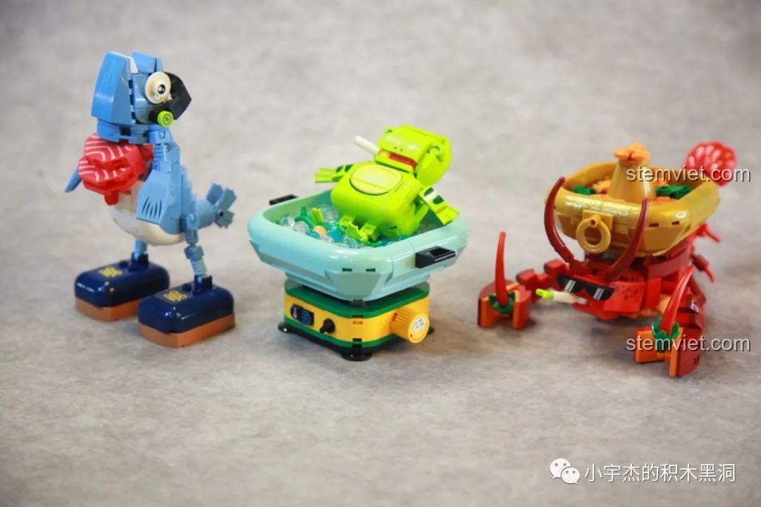 Góc nhìn khác của bộ 3 đồ chơi Tôm Hùm Lẩu 102, cá và ếch SEMBO, thể hiện sự đa dạng và sáng tạo của dòng sản phẩm.