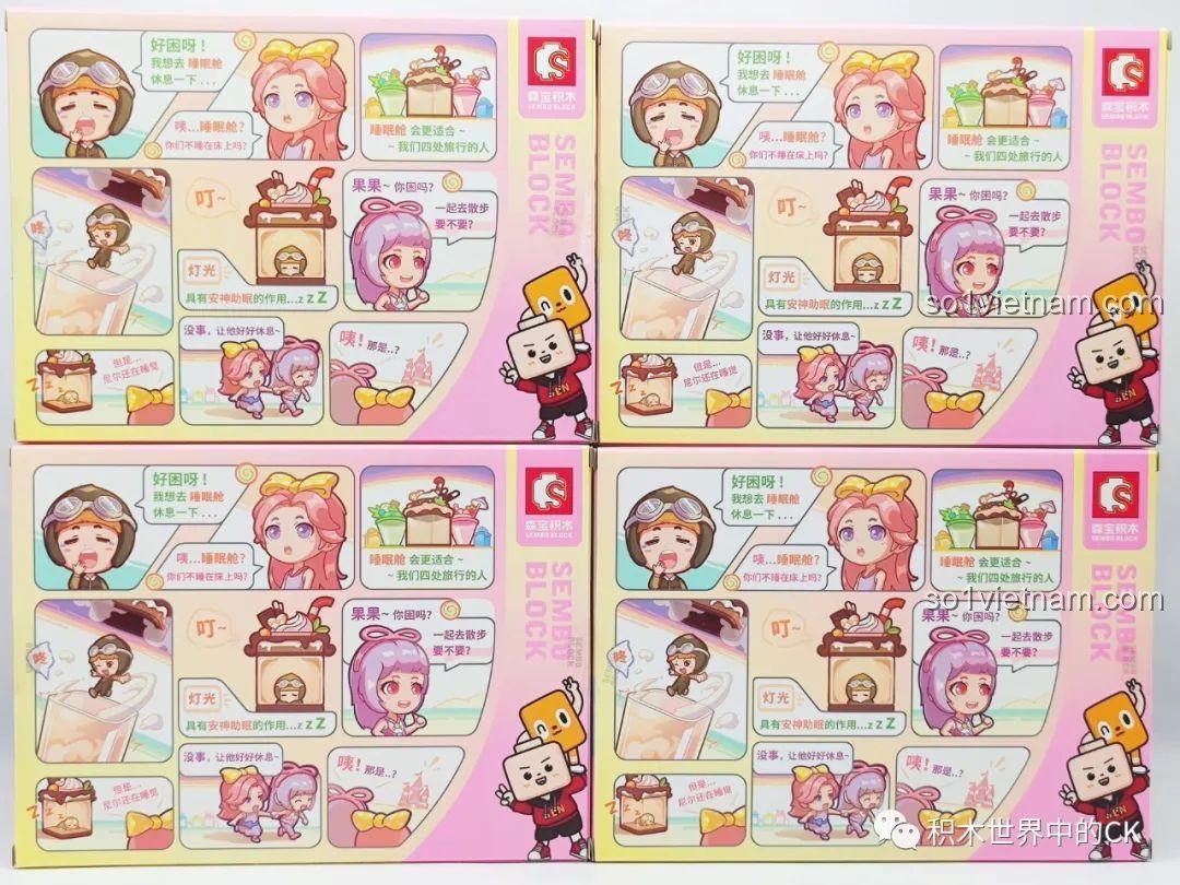 Mô hình SEMBO 615012 Cốc Trà Sữa "Cocoa Sweetheart" với đèn LED sáng