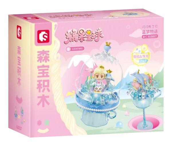 Hộp sản phẩm bộ lắp ghép Đèn Ngủ Bánh Pudding Sembo 615027, có đèn LED, lắp 2 kiểu, dành cho bé gái 6 tuổi, giá tốt.