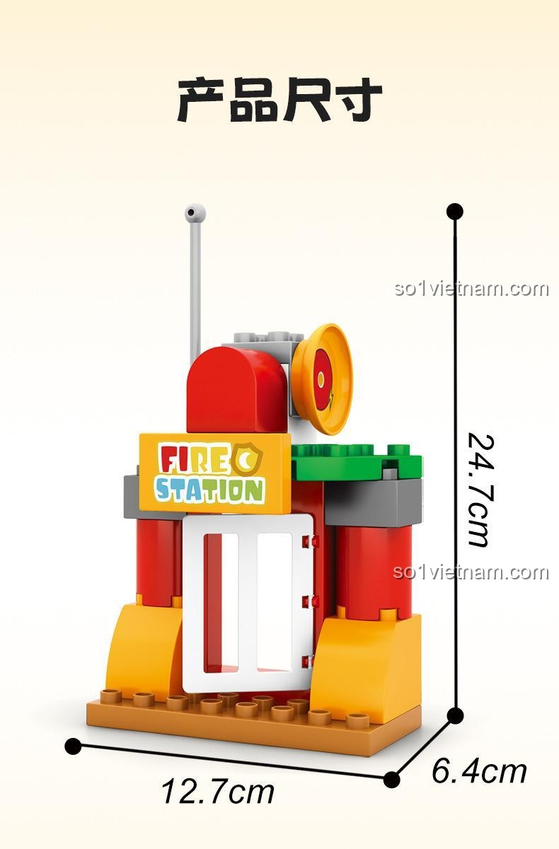 Kích thước Trạm Cứu Hỏa Thành Phố Kỳ Thú Của Tiểu Linh SEMBO 690102, đồ chơi lắp ghép cho bé gái 3 tuổi