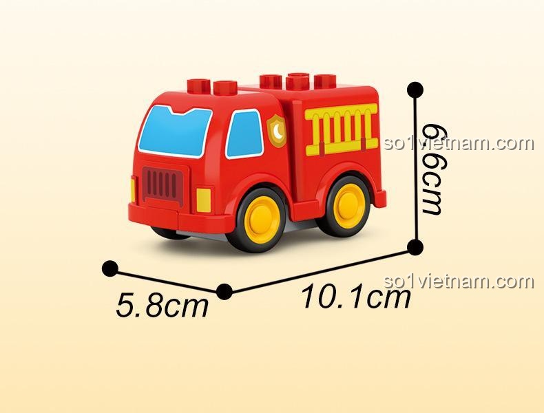 Kích thước Xe Cứu Hỏa Tiểu Linh SEMBO 690102, bộ đồ chơi lắp ghép cho bé gái 3 tuổi
