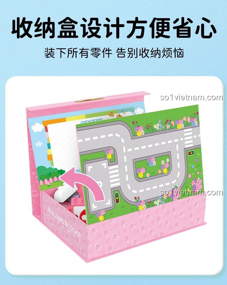 đồ chơi lắp ráp Bệnh viện mini Cacheebo 690103, hộp đựng thiết kế tiện lợi, tiết kiệm không gian, có thể làm thảm chơi