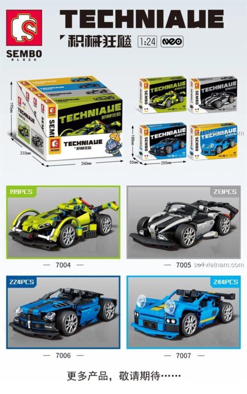 bộ đồ chơi SEMBO 7004 hộp siêu xe thể thao xanh lá, đồ chơi mô hình Xe Technic Xanh Lá cho bé trai 6 tuổi giá rẻ
