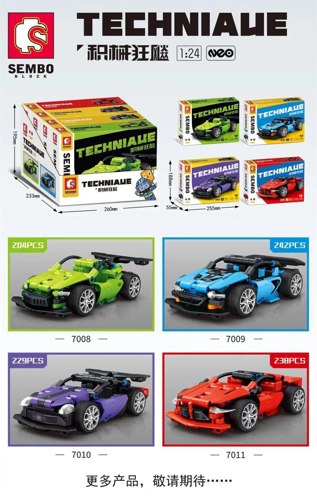 Hộp bộ đồ chơi SEMBO 7008 Xe đua thể thao màu xanh lá