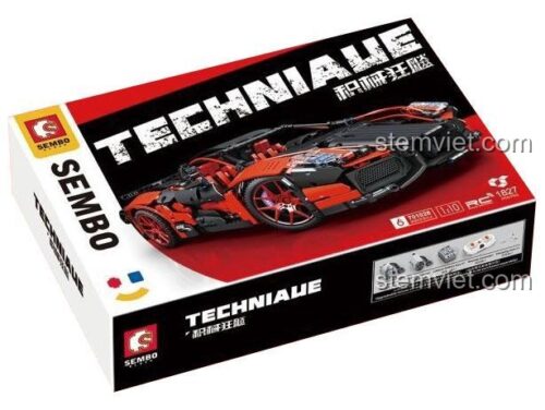 Mô hình siêu xe thể thao Red Charm SEMBO 701026 điều khiển từ xa, bộ lắp ráp 1827 chi tiết cho con trai 6 tuổi.
