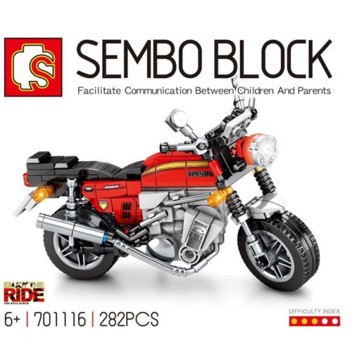 Mô hình đồ chơi lắp ráp SEMBO 701116 xe mô tô Honda CB750 màu đỏ đen chi tiết, phù hợp cho bé trai 6 tuổi, giá rẻ.