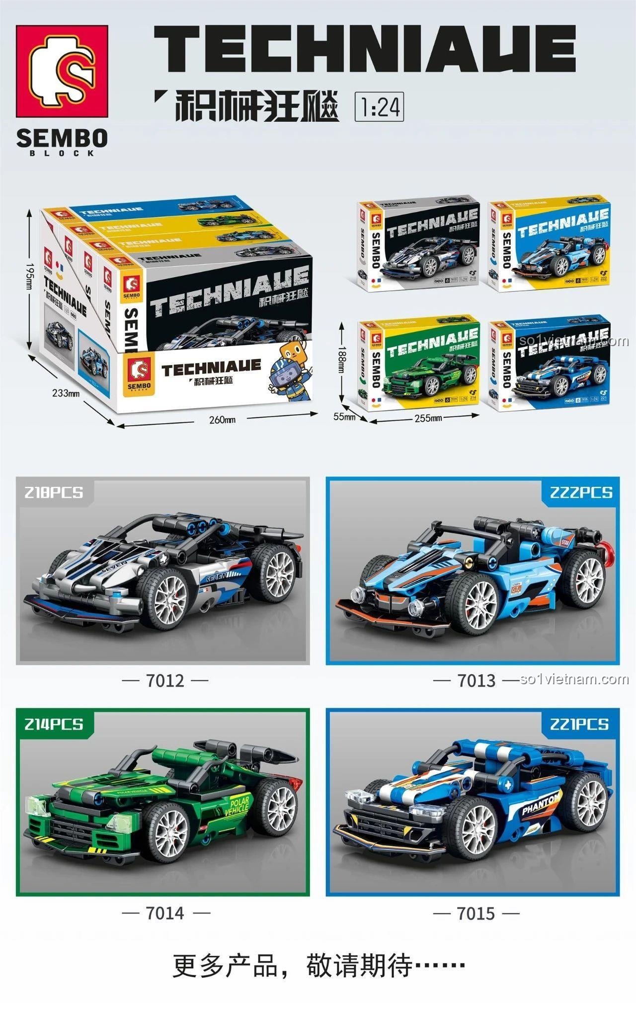 Mô hình SEMBO Technic 7013 Siêu xe thể thao màu xanh dương