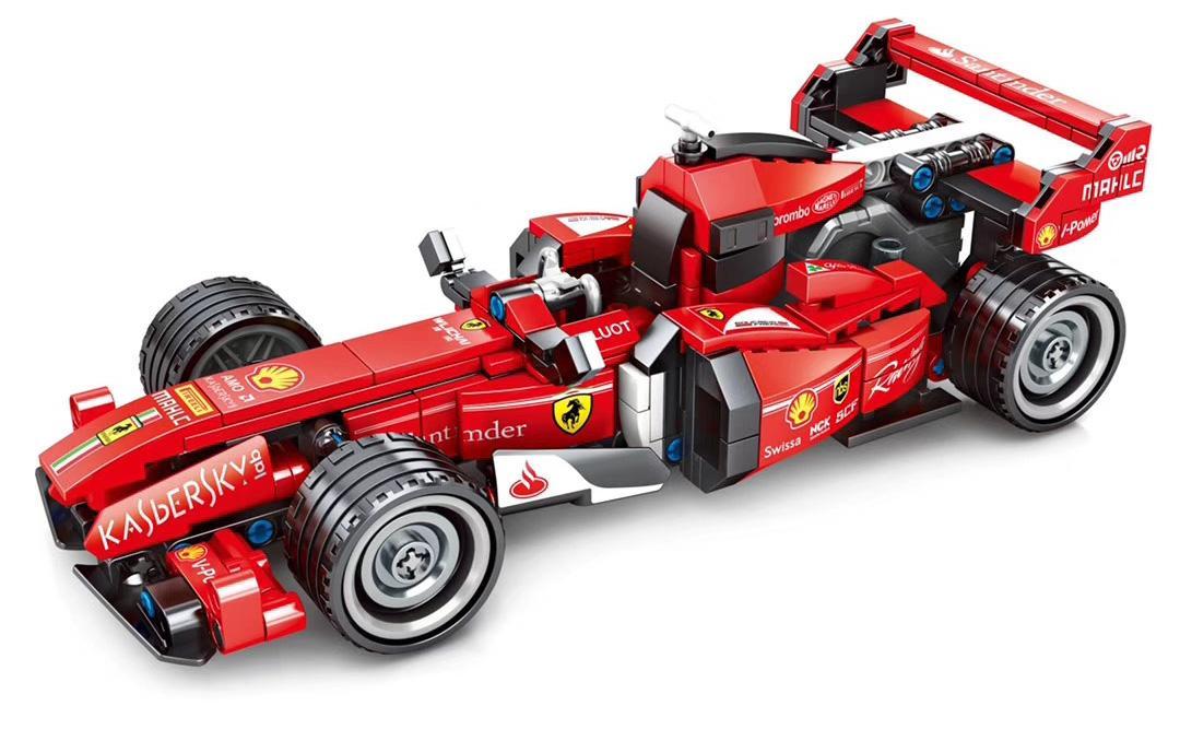 SEMBO 701351 Xe đua F1 FRR-F1 - Mô hình xe đua đỏ rực với logo Ferrari và các chi tiết kỹ thuật