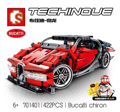 Bộ lắp ráp SEMBO 701401 Bugatti Chiron 422 mảnh ghép với động cơ kéo lùi mạnh mẽ, thiết kế cửa mở độc đáo, phù hợp cho bé trai 6 tuổi đam mê tốc độ, giá tốt.