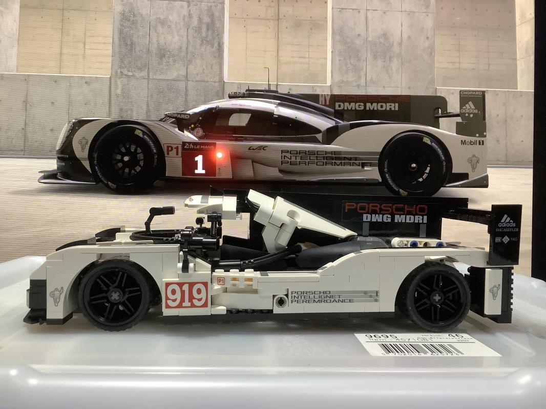 Ảnh chụp thực tế bộ lắp ráp Xe Đua Porsche 919 Hybrid SEMBO 701652, so sánh với ảnh xe thật. Món quà giá rẻ cho bé trai 6 tuổi.